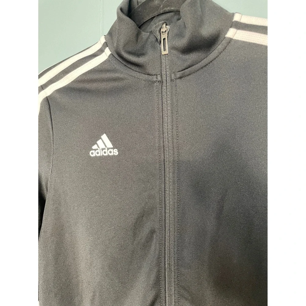Adidas Track Jacket Black White 3 Stripe Climalite‎ Full Zip Size S
